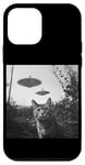 Coque pour iPhone 12 mini Cat Selfie with UFO Weird 50s Photo -