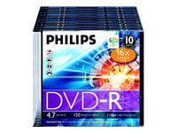 Philips Dm4s6s10f - 10 X Dvd-R - 4.7 Gb (120 Min) 16X - Tunt Cd-Fodral