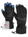 KUTOOK Gants Ski Chauffants Hiver Homme Femme Imperméable 3M Thinsulate Gants d'hiver Chaud Tactile Chaud Snowboard pour Ski, Snowboard, Patinage sur Glace et randonnée