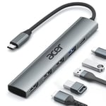 acer USB C Hub HDMI 4K, Aluminum 5-in-1 USB-C Multiport Adapter with 3 x USB-A Ports, 100W Power Delivery, Type-C Splitter Compatible with acer Laptop, Tablet, MacBook M3/M2, XPS, iPad Pro, etc