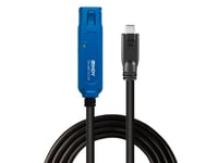 Lindy - Usb-Förlängningskabel - 24 Stift Usb-C (M) Till Usb Typ A, Ström Dc-Uttag 2,5 Mm (Id: 0,7 Mm) (W) Låsning - Usb 3.2 Gen 2X2 - 5,0 M - Rund, Aktiv - Svart (43380)