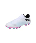 Puma Men Future 7 Play Fg/Ag Soccer Shoes, Puma White-Puma Black-Poison Pink, 44 EU