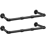 HOOBRO Tringle à vêtement Industriel, Lot de 2, Portant à vêtement, 104 cm, Porte Manteaux Amovible, Penderie Murale Rail de Suspension, capacité de 50 kg, Gain de Place, Noir EBK10BJ01