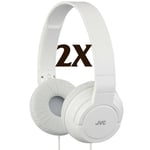 2X JVC HAS180 Lightweight Powerful Deep Bass Over Ear Headphones White