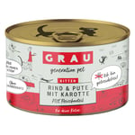 GRAU Kitten Grain Free 6 x 200 g - Nötkött, kalkon & morötter