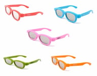 Mixed Pack of 5 Kids 3D Childrens Glasses for Passive TVs Cinema Projectors