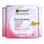 3x Garnier Skin Active Moisture Bomb Soothing Chamomile Tissue Mask