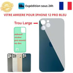 Vitre Arrière Iphone 12 Pro Bleu Pacifique Big Hole Logo Adhésif