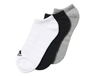 adidas Men 3-Stripes No-Show (3 Pairs) Socks - Black/Medium Grey Heather/White, 23-26 (EU)