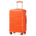 British Traveller Valise Moyenne Taille Valises Soute, Valise Rigide Trolley Ultra Légère en ABS+PC, Valise de Voyage avec roulettes 4x360 degrés et Serrure TSA, 64x43x26.5 cm (Orange)