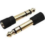 Adaptateur de prise jack audio en cuivre plaqué or, 6,35 mm mâle vers 3,5 mm femelle, lot de 2