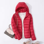 Spring Autumn Women Ultralight Thin Down Jacket Down Hooded Jackets Warm Winter Coat a Female Portable Outwear,red,6XL