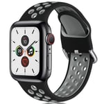CeMiKa Strap Compatible with Apple Watch Strap 38mm 40mm 41mm 42mm 44mm 45mm, Soft Silicone Sport Wristband Compatible with iWatch Series 7 6 5 4 3 2 1 SE, 38mm/40mm/41mm-M/L, Black/Grey