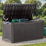 YITAHOME Grande Coffre de Rangement Extérieure en résine de 380L pour meubles de Patio, Coussins d'extérieur, Outils de Jardin - Étanche, Verrouillable (Marron Foncé)