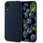 Moozy Lifestyle. Coque pour iPhone XR, Bleu Nuit - Case en Silicone Liquide avec Finition Mate