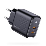 Chargeur Usb-C Double Gan Iii 45w Noir, Chargeur Gan Double Usb C Solide Pr Usb C Type C Pour Iphone 15/Pro, Samsung Galaxy S23 Ultra S22, Note 20/10, Ipad Pro, Pixel, Macbook Air[L1729]