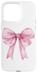 iPhone 15 Pro Max Aesthetic Pink Ribbon Bow Coquette Cute Watercolor Case