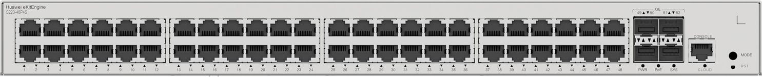 HUAWEI S220-48P4S 48x10/100/1000BASE-T ports 380W PoE+ 4xGE SFP ports built-in AC power