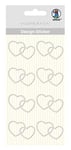 Ursus 75070044 – Lot de 8 Autocollants Design Double cœur Blanc, Autocollants, faciles à Retirer du Film, idéaux pour Le Scrapbooking, la Fabrication de Cartes et la décoration