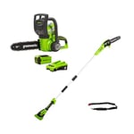 Greenworks 40V 30cm Chainsaw, Pole-Saw with 2Ah Battery and Charger