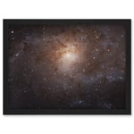 Artery8 Hubble Space Telescope Image Triangulum Spiral Galaxy M33 Crop Blue Orange Star Birthing Region Artwork Framed A3 Wall Art Print