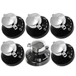 Stoves Genuine Gas Hob Oven Cooker Control Knobs (Black/Silver, Pack of 6)