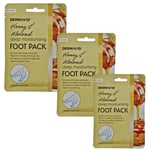 3x Foot Mask Socks Mask Honey & Almond Moisturising for Dry Rough Crocked Heels