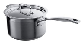 Le Creuset 3-Ply Stainless Steel Saucepan with Lid, 20 x 12.2 cm, Silver, 96200920001000