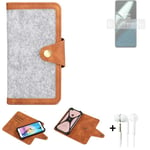 Felt Case + earphones for OnePlus 11 Cover light grey