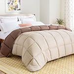 Linenspa All Season Duvet – Microfibre Double Duvet 10.5 Tog – Coverless & reversible – Oeko-Tex, Down Alternative Comforter, Sand / Mocha