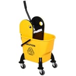 HOMCOM Chariot de Nettoyage, Chariot de ménage Professionnel avec Seau, capacité de 26L avec essoreuse, Chariot d'entretien, 44 x 36 x 90 cm, Jaune