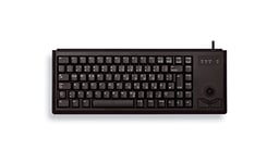 CHERRY Compact Keyboard G84-4400, disposition allemande, clavier QWERTZ, clavier filaire, clavier mécanique, mécanique ML, trackball optique intégré plus 2 boutons de souris, noir