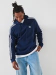 adidas Originals Mens 3-stripe Overhead Hoodie - Navy, Blue, Size M, Men