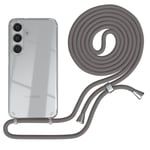 For Samsung Galaxy S24 phone case with strap cord Case Cover Chain Gray