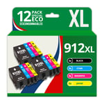 123CONSOMMABLES - 912XL - Pack de 12 Cartouches d'encre compatibles HP 912XL pour HP OfficeJet Pro 8022 8023 8024 8025 8030 et HP Officejet 8010 8012 8015