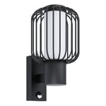 IP44 Outdoor Wall Light & PIR Sensor Black Zinc Steel 1 x 28W E27 Bulb