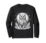 Sacred Satanic Owl with Candles | Dark Ritual Owl Witchcraft Long Sleeve T-Shirt