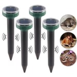 Ikodm - Lot de 4 répulsifs solaires anti-taupes - à énergie solaire - à ultrasons pour animaux de jardin - Pelouse - Jardin - Débarrassez-vous des