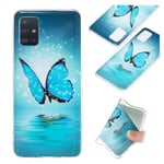 Butterfly läder Samsung Galaxy A51 fodral - Blå Blå