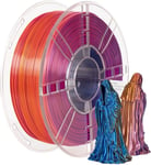 Filament PLA pour imprimante 3D tricolore, trois filaments PLA colorés, 1,75 mm ± 0,03, convient à la plupart des imprimantes 3D, bleu, violet, orange, 1 kg