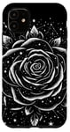 Coque pour iPhone 11 Rose noire recouverte d'étoiles