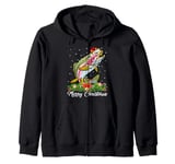 Xmas Lighting Decor Santa Hat Rainbow Trout Fish Christmas Zip Hoodie