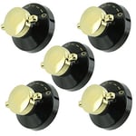 Stoves Genuine Gas Oven / Cooker / Hob Flame Control Knob (Black & Gold, Pack of 5)