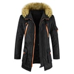 Parka Homme Plus De Velours De Marque Doudoune À Capuche Col En Fausse Fourrure Manches Raglan Manteau Hommes -Zs307037