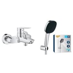 GROHE Mitigeur monocommande Bain/Douche Start avec inverseur, robinet avec mousseur économique & Vitalio Comfort 110, Ensemble de douche avec Douchette 3 jets, Flexible de douche 1,75m