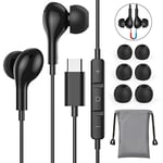 Guguearth USB C Headphones, Magnetic USB C Earphones Wired Type C Headphones with Mic for iPhone 15 Pro Max Plus,Samsung Galaxy S23 S22 Ultra S21 S20 FE, Huawei P40 P30 P20,Google Pixel,Xiaomi,Oneplus