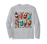 Vintage Horror Movie Summer Popsicle Halloween Summerween Long Sleeve T-Shirt