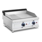 Royal catering plancha à gaz en inox grill professionnel 60 cm 2 zones de cuisson 2 x 3 100 watts (plaque 60 x 40 cm, 20 mbar, gaz naturel, 50 - 300 °c, lisse / rainurée, évacue la graisse) 14_0004037