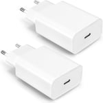 Prise Rapide Iphone 20w(2-Pack)Prise Usb C Rapide Chargeur Pour Iphone 15/15 Pro/15 Pro Max/15 Plus/14/13/12/11/Se/X/Xs/Xr,Ipad,Airpods,Galaxy,Pixel,Type C Chargeur Secteur Mural Adaptateur