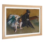 Big Box Art Framed Print of Edgar Degas Waiting Design | Wall Art Picture | Home Decor for Kitchen, Living, Dining Room, Lounge, Bedroom, Hallway, Office, Oak, A2 / 24.5x18 Inch / 62x45cm